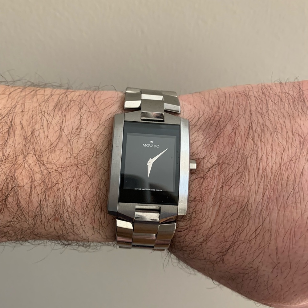 Movado Men's Eliro Rectangle Black Dial Stainless Steel Bracelet Watch 0… - Picture 10 of 10